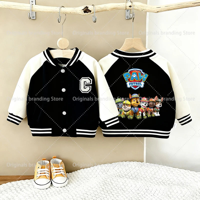 Paw Patrols Children Jackets Boys Girls Baseball Coats Kids Embroidered Letters Cardigan Autumn Fashion Outerwear Clothing Gift