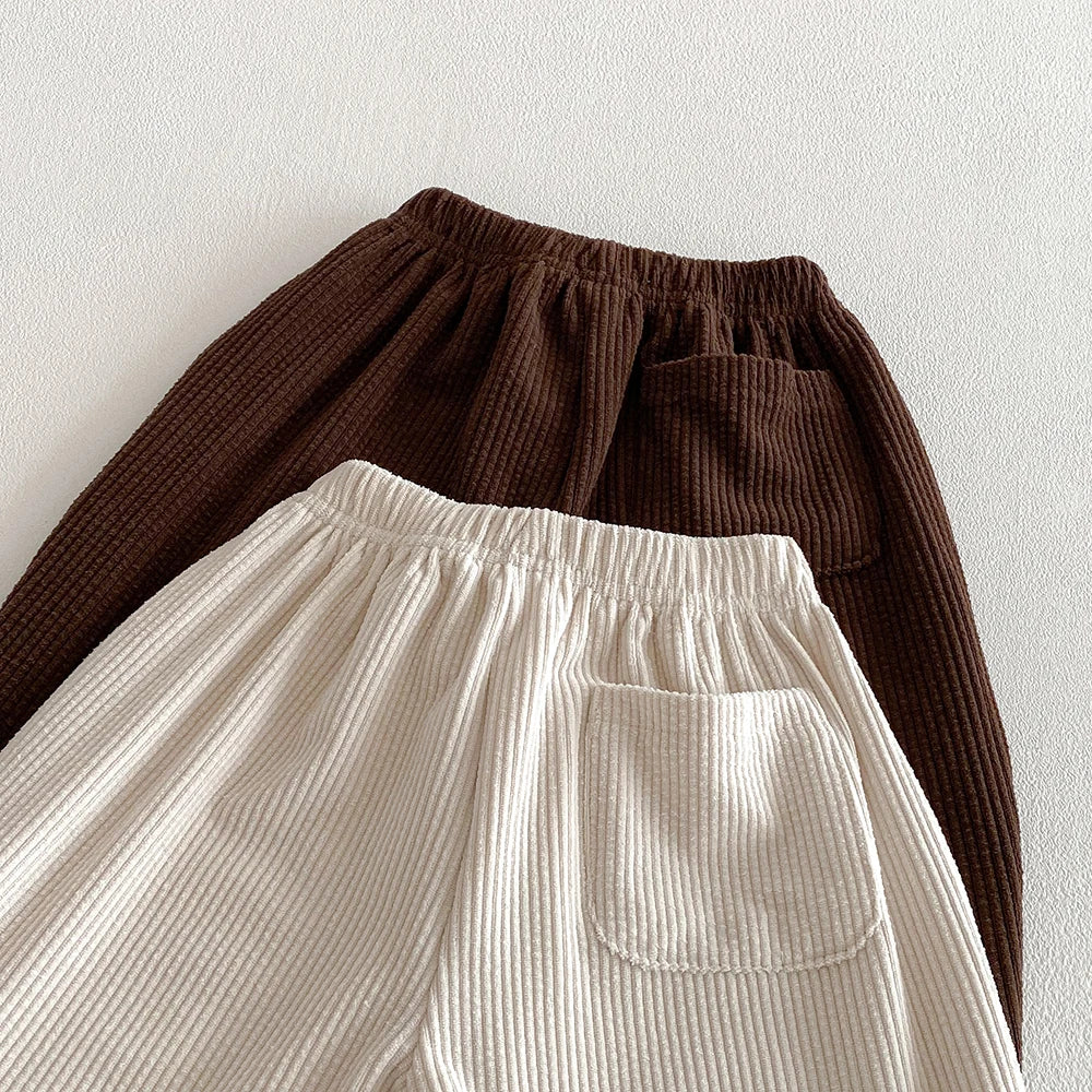 Kids Corduroy Pants for Boys Girls Casual Pocket Elastics Waist Pants Children Winter Casual Trousers Toddler Girl Clothing