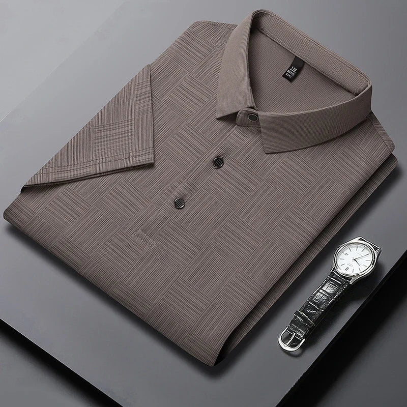 2026 Men's New Printed Business Casual Short sleeved POLO Shirt Fashion Short sleeved Comfortable and Breathable Top