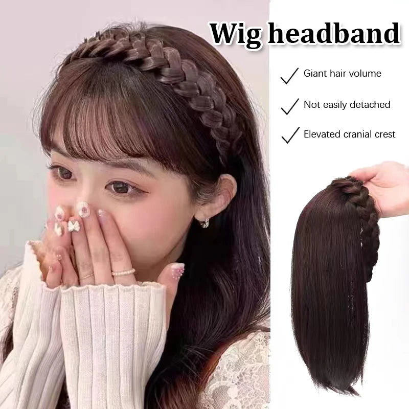 Wig For Woman Short Hair Headband With Hair Wig Fish Bone With Wig Integrated Hair Patch Hair Accessories