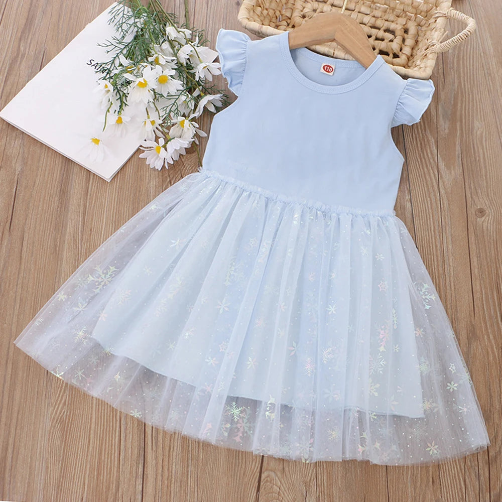 Kids Cute Princess Dress Clothes Children Summer New Short Sleeves For Fashion Dress Baby Girls Birthday Party Clothing 2-8T