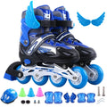 Children Boys Girls Practice Sport Adjustable Kids Roller Skates with Single Flash Light Wheels, Outdoor Inline Skates