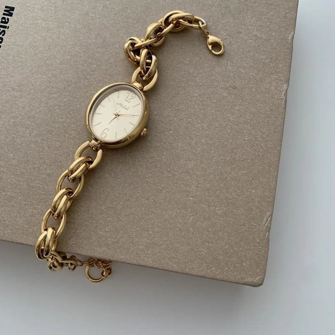New weaved bracelet watch ladies' small gold watch stunning  popular vintage women's chain watch fashion personalized