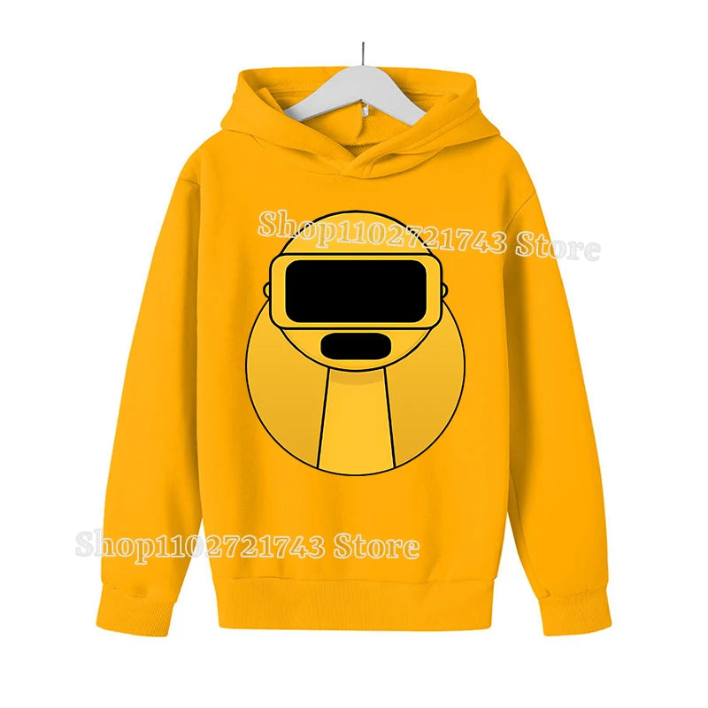 Sprunki Thick Hoodie for Children Anime Cartoon Fashion Sweatshirt Boys Girls Autumn Winter Hip Hop Hooded Hoodies Kids Clothes