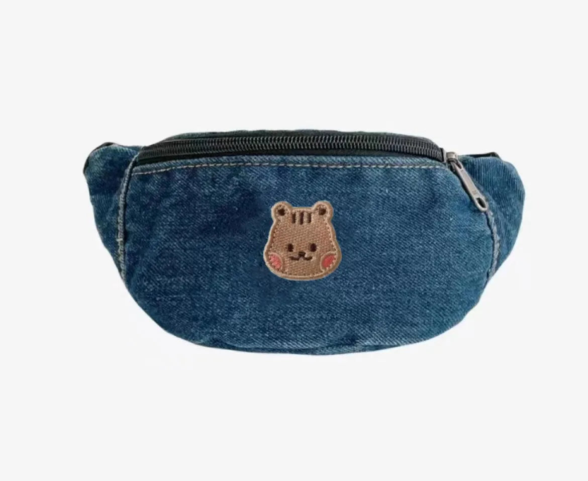 Denim Waist Bag for Kids Fashion Fanny Pack for Little Boy Girls Children's Bum Bag Lightweight Chest Bag Cool Shoulder Bags
