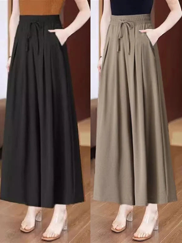 Summer Thin Wide Leg Pants Women's Slimming Trousers Drapey Maxi Skirts Middle-Aged And ly Casual Skirt Pants
