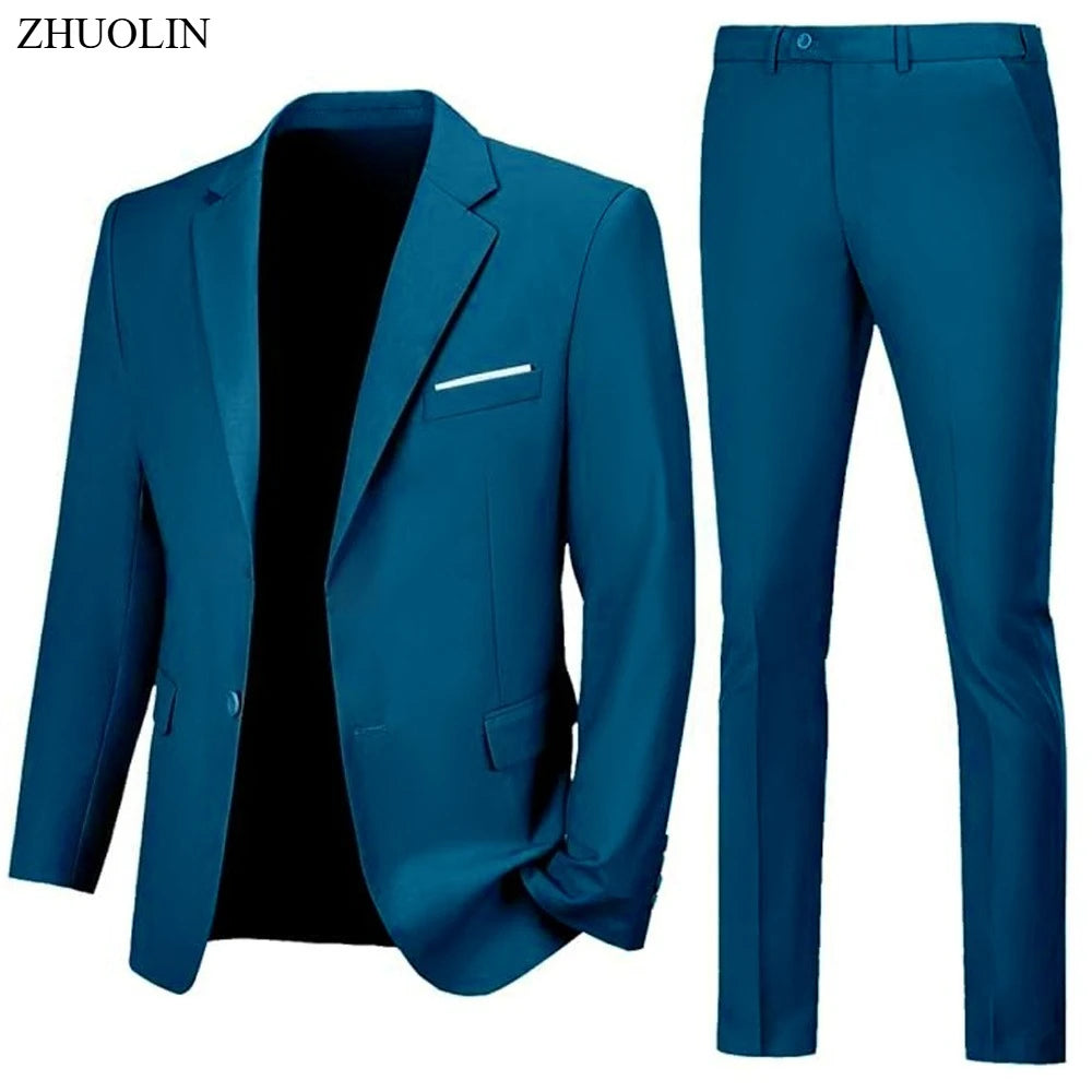 Men Suits Set  2 Pieces Jackets Pants For Wedding Elegant Slim Fit Blazers Formal Outfit Fashion Classic Full 2025 Costume