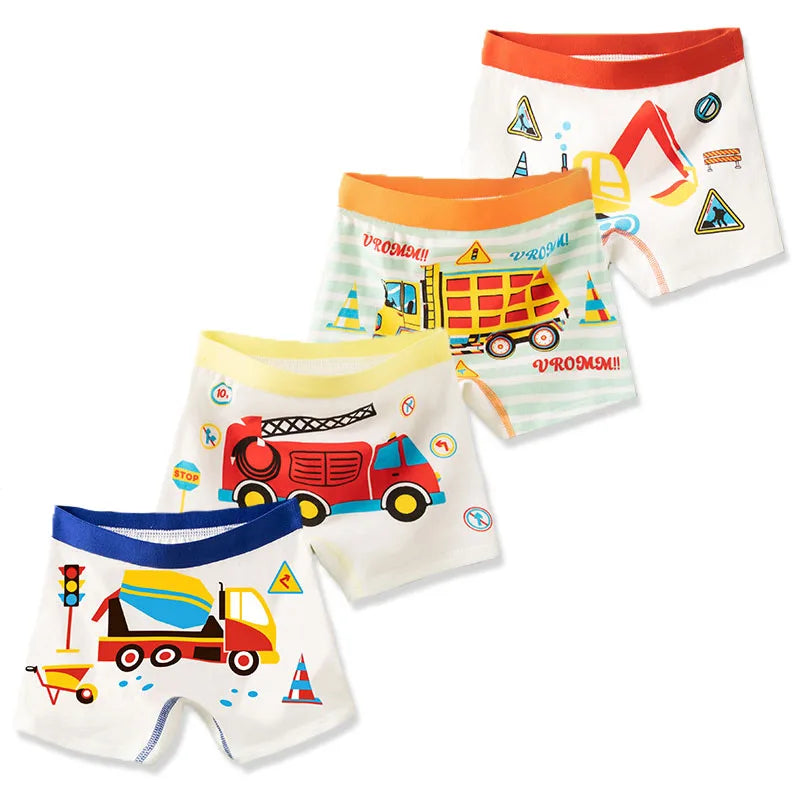 4 Pcs/Set Kids Boys Underwear Cotton Children Boxer Shorts Dinosaur Cartoon Child Panty Breathable Boys Boxers Briefs Trunks