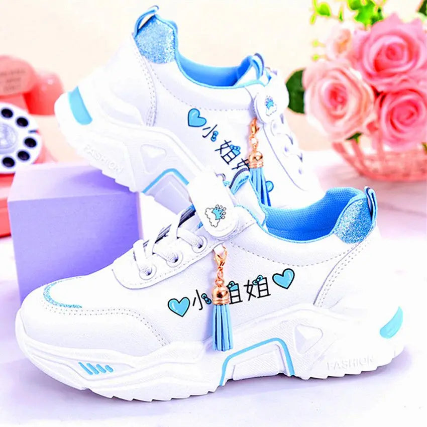 5-18y Children Sneakers Girls Casual Shoes Spring Autumn Kids Breathable Soft Soled Anti-slip Cartoon Princess Walking Footwear