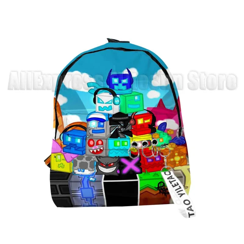 Kids Angry Geometry Dash 3D Print Backpacks for Girls Boys Cartoon Anime Bookbags Students School Bags Children Knapsacks Gifts