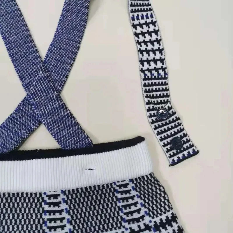 Kids Sweaters Girl Skirts Sister Mathcing Knitted Clothes Plaid Knit Pullover a Line Dresses Baby Princess Winter Vestidos