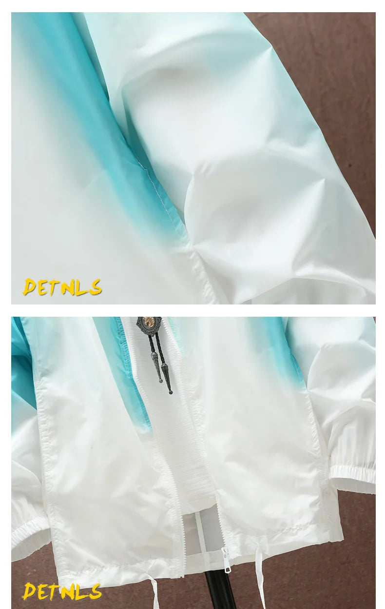 2026 Women Jacket Summer Gradient Y2K Hip hooded Light Thin Coats Windbreaker Woman Hooded Coat veste femme Jackets Clothes