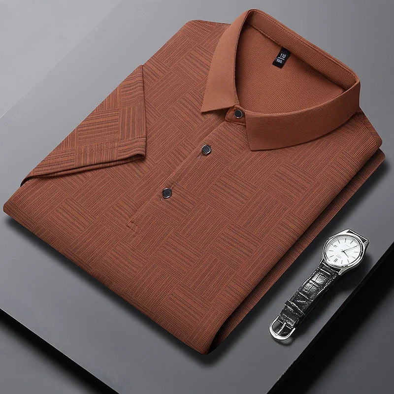 2026 Men's New Printed Business Casual Short sleeved POLO Shirt Fashion Short sleeved Comfortable and Breathable Top