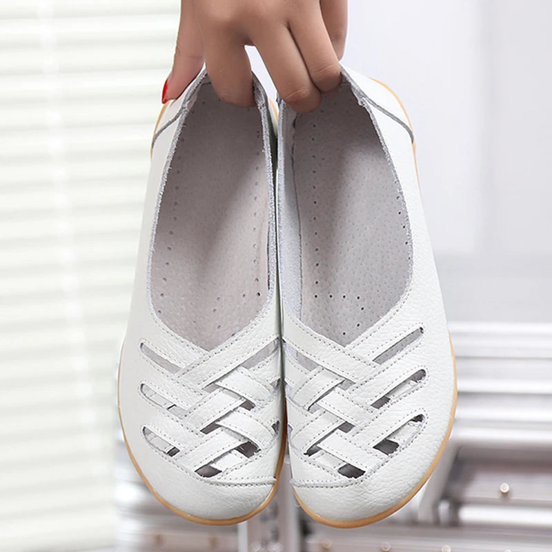 Loafers For Women 2021 Hollow Out New Moccasins Women'S Ballet Flats Pu Leather Female Shoes Woman Loafers Tenis Feminino
