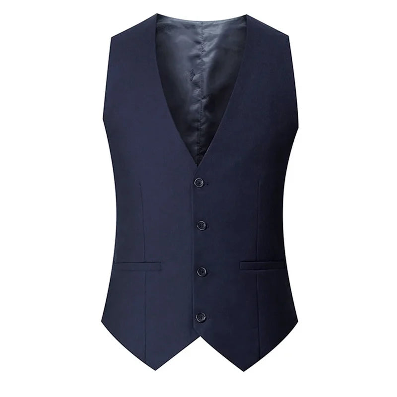 M-7XL Spring/summer Man Suit Vest Sleeveless Vest with Adjustable Waist Single Breasted Solid Color Business Suit Vest Wedding