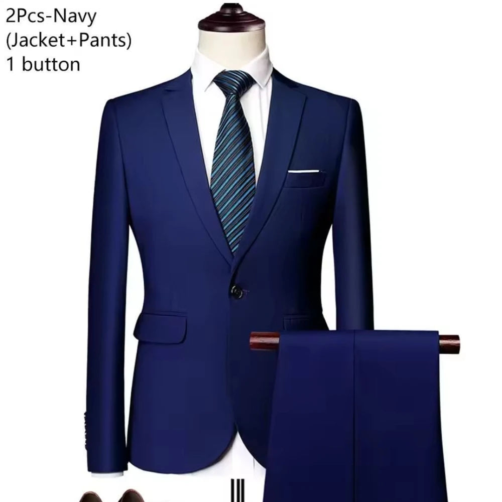 Men Suits Set  2 Pieces Jackets Pants For Wedding Elegant Slim Fit Blazers Formal Outfit Fashion Classic Full 2025 Costume