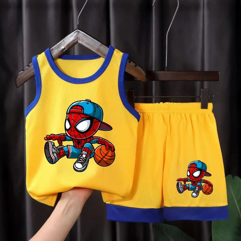 Summer Children's Sport Clothes Sets Breathable Comfortable Mesh Casual Outfits for Boys Basketball Vest and Shorts 2pcs Sets