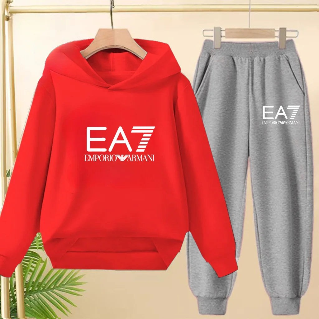Kids Autumn Winter Hoodie  Letter Print Clothing Casual Top+Trousers 2PBoy Girl 3-12Yrs Child Gift Brand Sports Coat Jogging Set