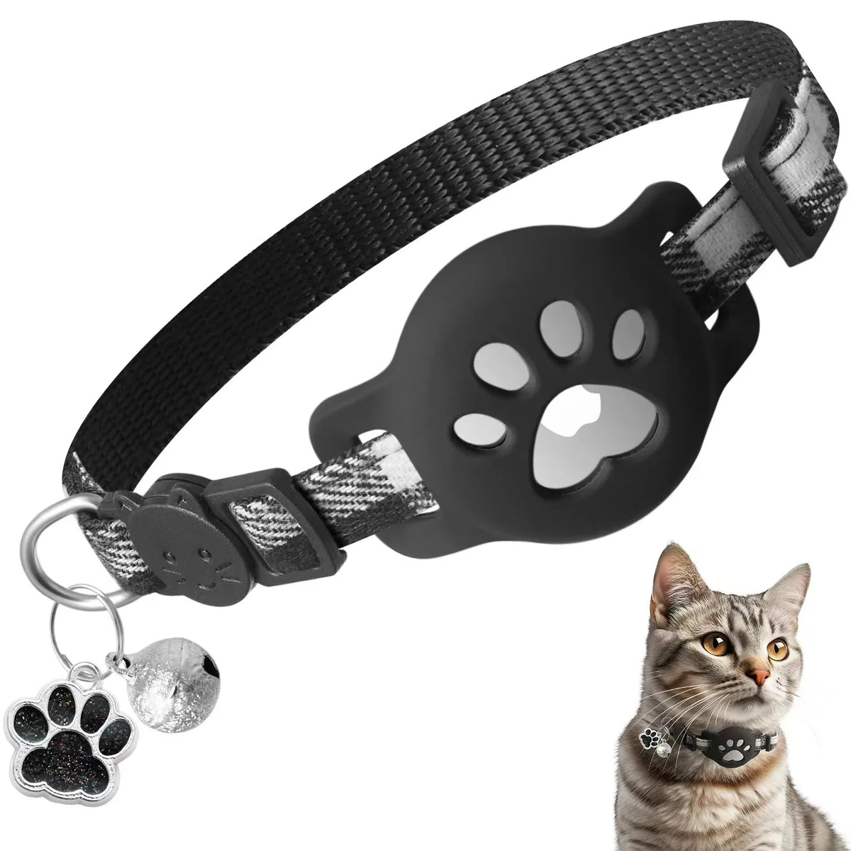 Pet Collar for Airtag Cat Collar Paw Bell Pendant Collar Locator Collar GPS Trackers Pets Accessories (Excluding Tracker)