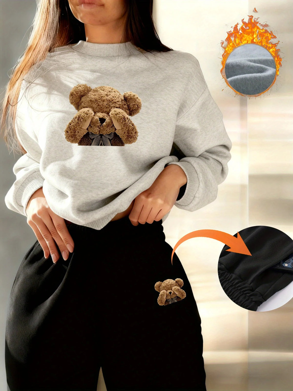 Women's Hoodie+Sports Pants Set Hip Hop Street Casual Skull Letter Printed Hoodie Loose Sports Shirt Autumn Warm Wool Clothing