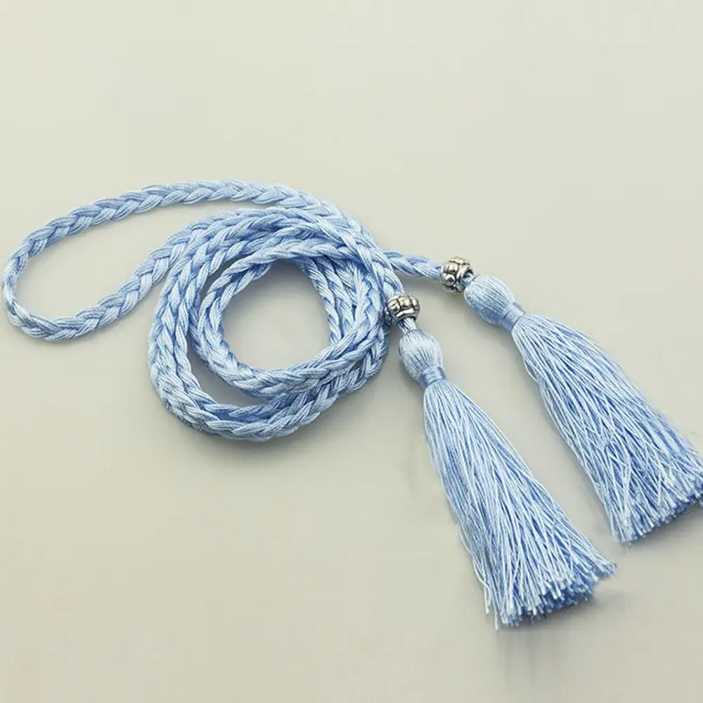 Thin Women Waistband Tassle Bow Dress Tassles Belts Braided Belts Waist Chain Waist Rope