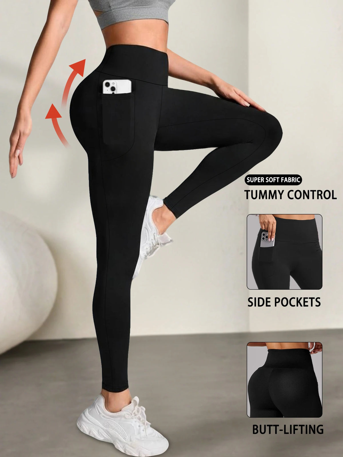 Women's Super Soft Leggings with Pockets, High Waisted Tummy Control for Yoga Workout and Casual Lounge Wear Comfort