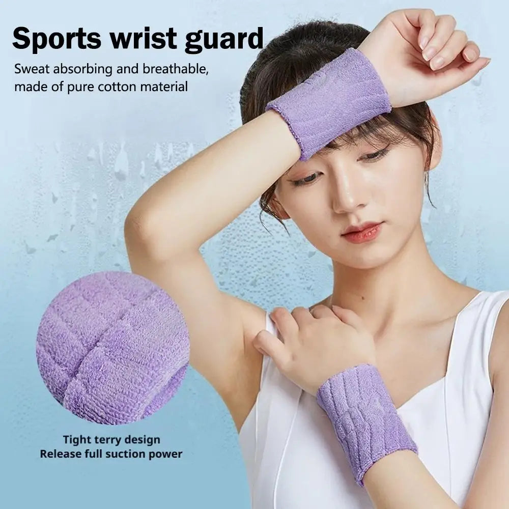 Sports wristband, all season sweat absorbing cotton wrist towel, twisted tendon sheath, protective cover for badminton, basketba