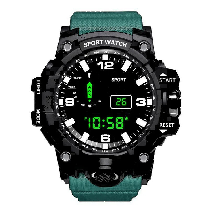 Men's Watch Fashion Sports Electronic Wristwatch Large Dial Multifunctional Waterproof Luminous Alarm Kids Male's Military Watch
