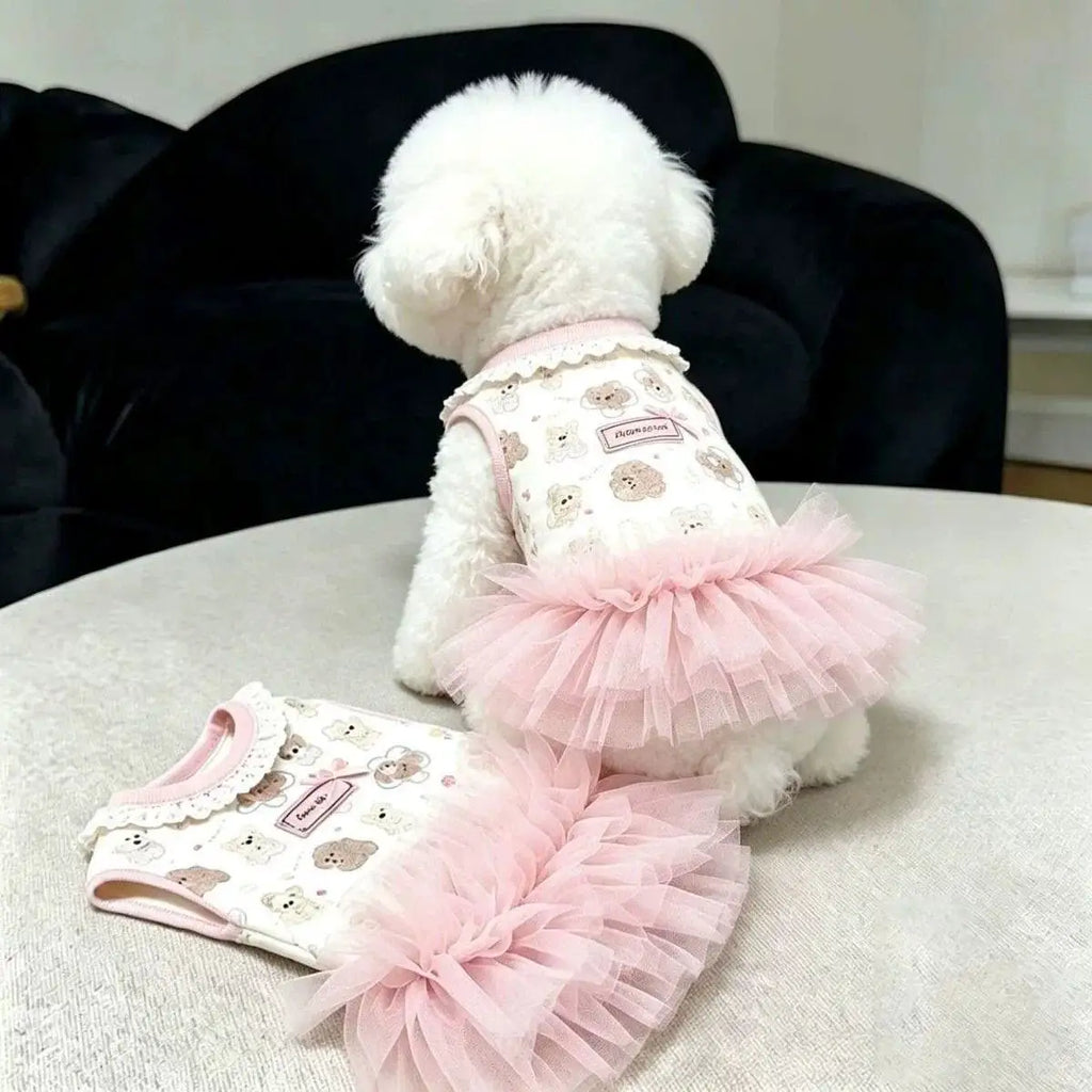 Cartoon Pet Products Dog Clothes Cute Bow Pet Dresses Summer Breathable Small Dog Clothing Teddy Sweet Skirt Pet Supplies