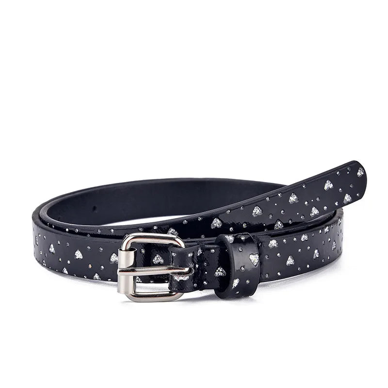 New Children's Belt Fashion Glitter Thin Belt Casual Trend Youth Belt Primary School Boys and Girls' Belts Jeans Short Belt
