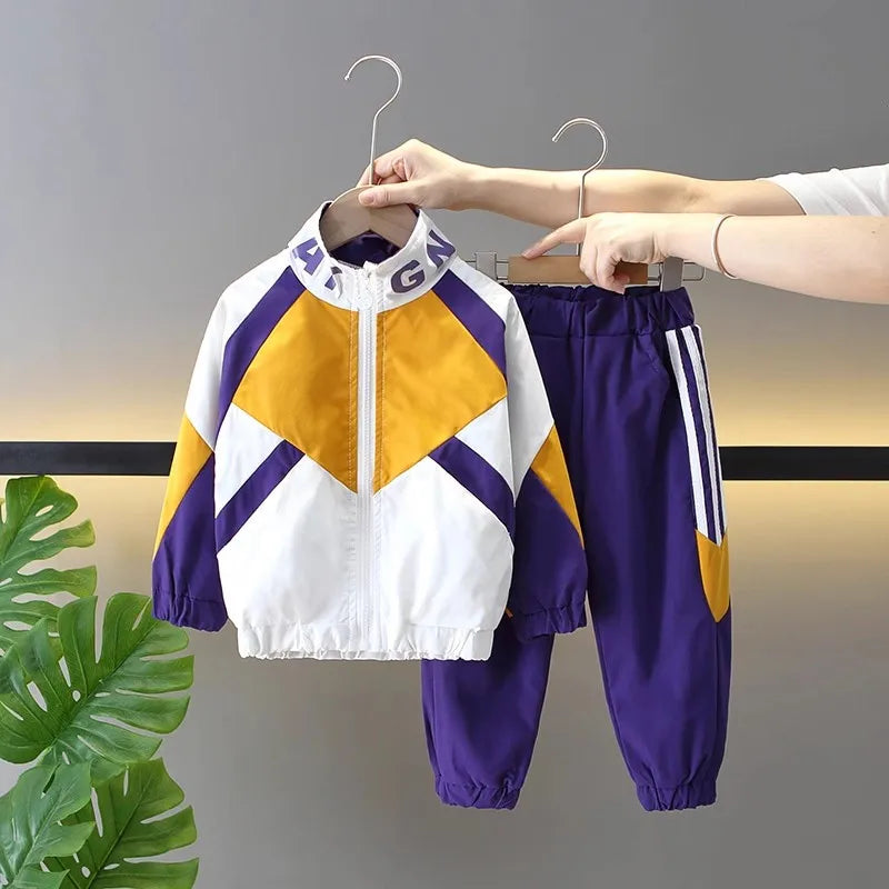 Boys and Girls Sports Set 2025 New Handsome Children's Coat+Pants 2-piece Set School Uniform Kids Outfits