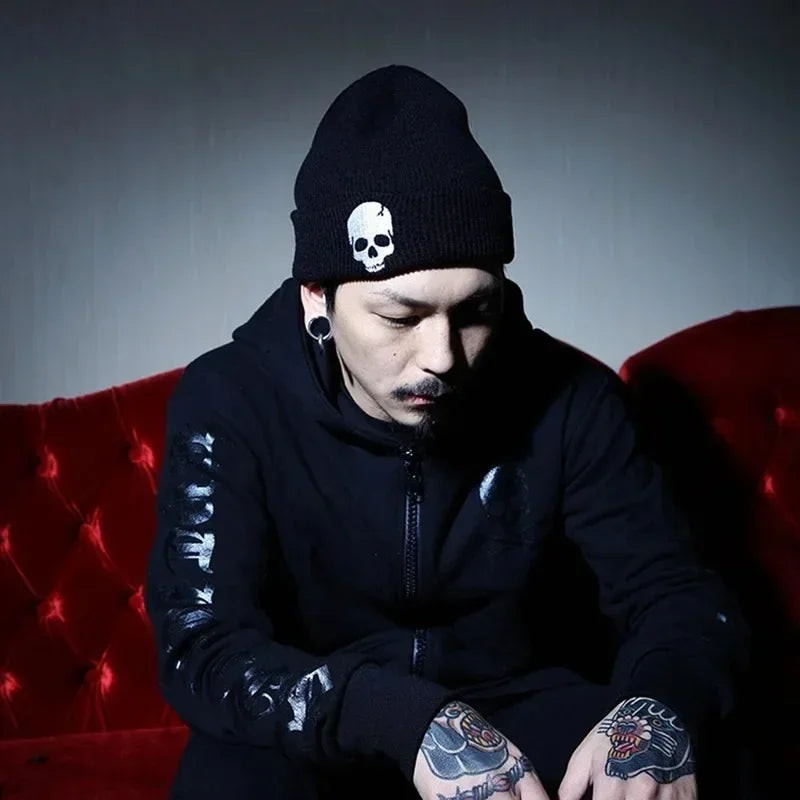 Autumn And Winter Women Cotton Wool Hat Personality Skeleton Knitting Hats Men And Women Keep Warm Hip-hop Skull Cap