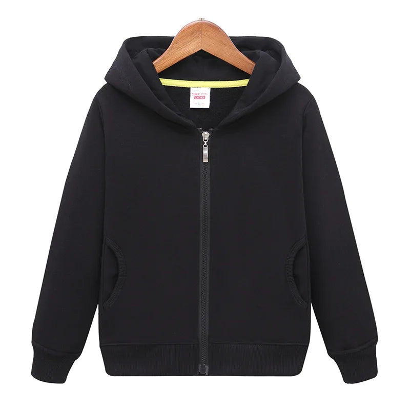 Boys Girls Hoodies Casual Zipper Outerwear Spring Autumn Long Sleeve Teen Hooded Sweatshirt School Kids Tops Clothes Sprotswear