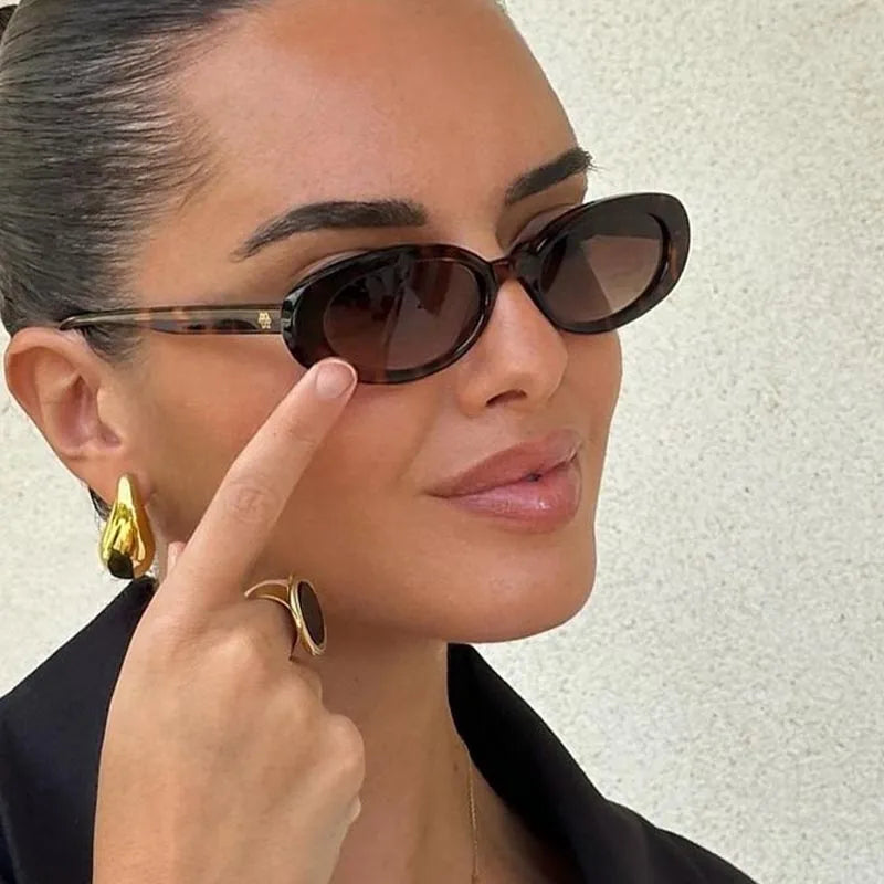 Small Oval Sunglasses for Women's Vintage Design Sun glasses Shades Female Sexy Retro Punk Men Sunglass Outdoor Trendy Eyewear