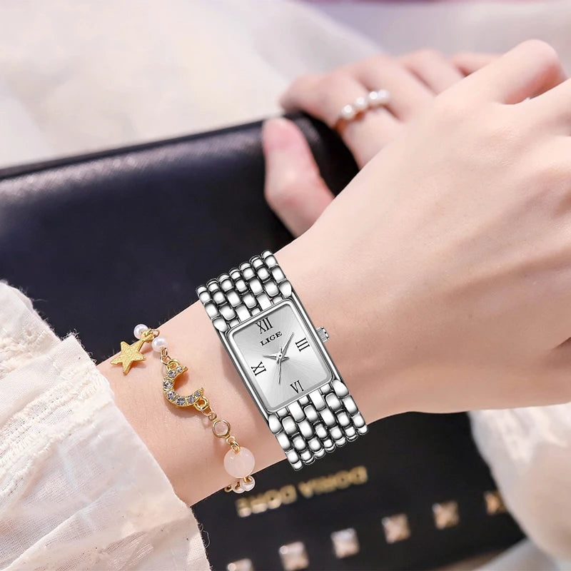 2025 LIGE TOP women's watch quartz stainless steel strap women watches luxury casual waterproof  Watch for Women montre femme