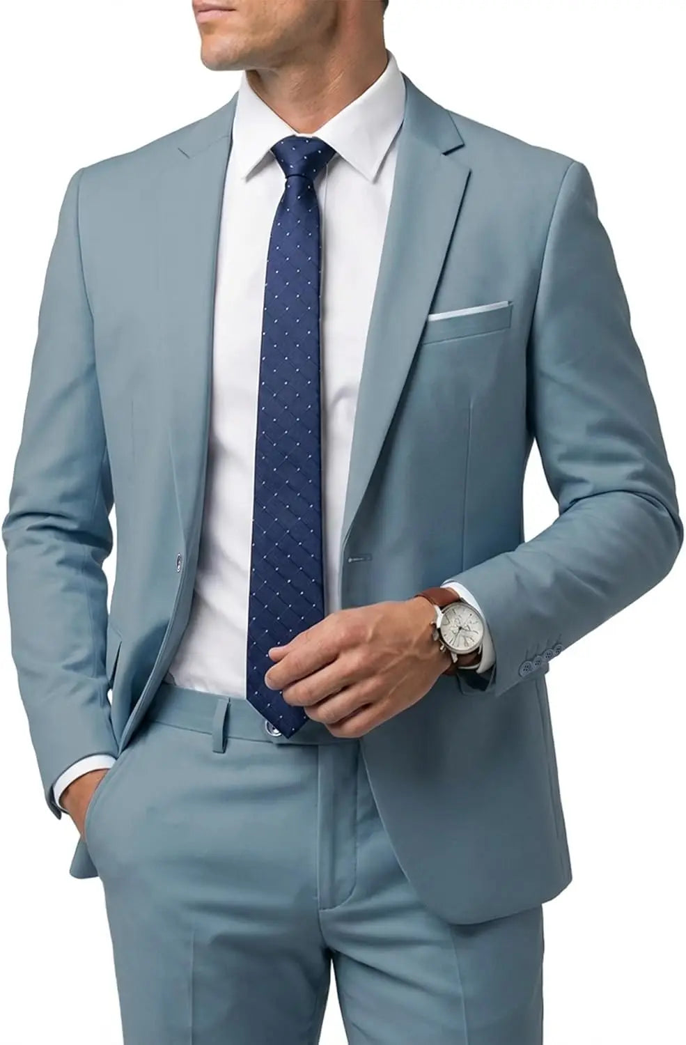 Men's 2 Piece Suit  One Button Slim Fit Solid Jacket  Pants Set Suits for Men Party Wedding Prom  Business