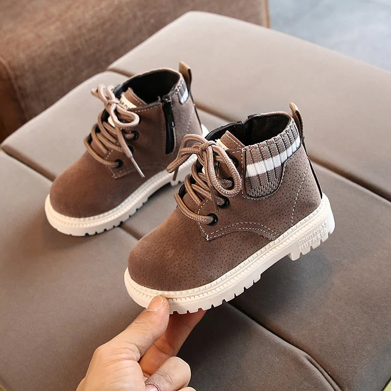 New Children's Casual Shoes Autumn Winter Kids Fashion Boots Leather Boys Girls Shoes Soft Antislip Sport Running Snow Boots