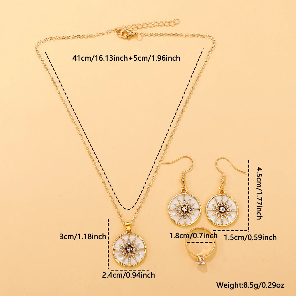 4PCS Women Jewelry Set , Fashion Women's Necklace Earrings Ring,  Minimalist Jewelry