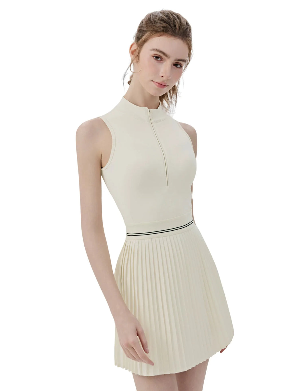 Women’s Sports Dress with Built-in Bra Cooling Breathable Anti-Exposure One-Piece Tennis Yoga Badminton Bodysuit Athletic Skort