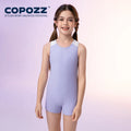 COPOZZ Solid Kids Swimwear Girls Summer One-piece Slim Quick-drying Swimsuit Fashion Hollow Out Sleeveless Children Beachwear