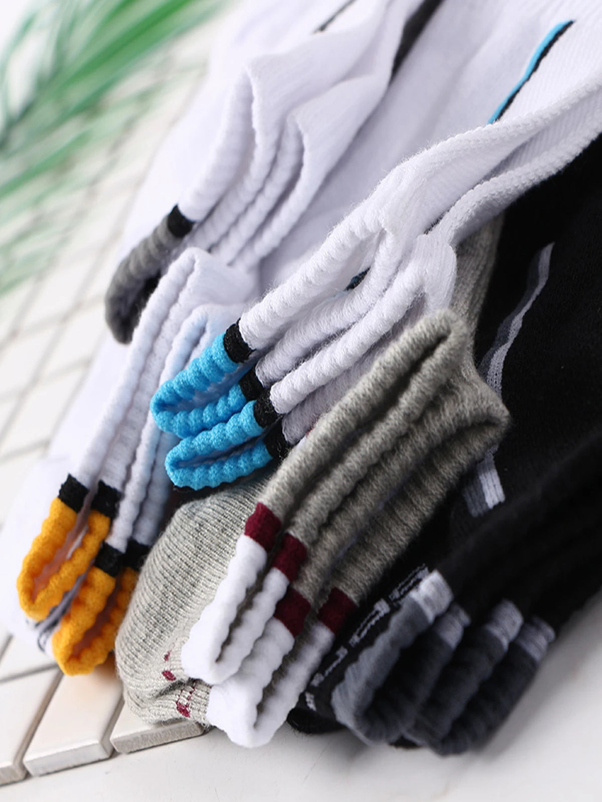 30Pairs Men Socks Mesh Breathable Short Casual Socks Color-block Sports Sock Sports Socks Absorb Sweat Ankle
