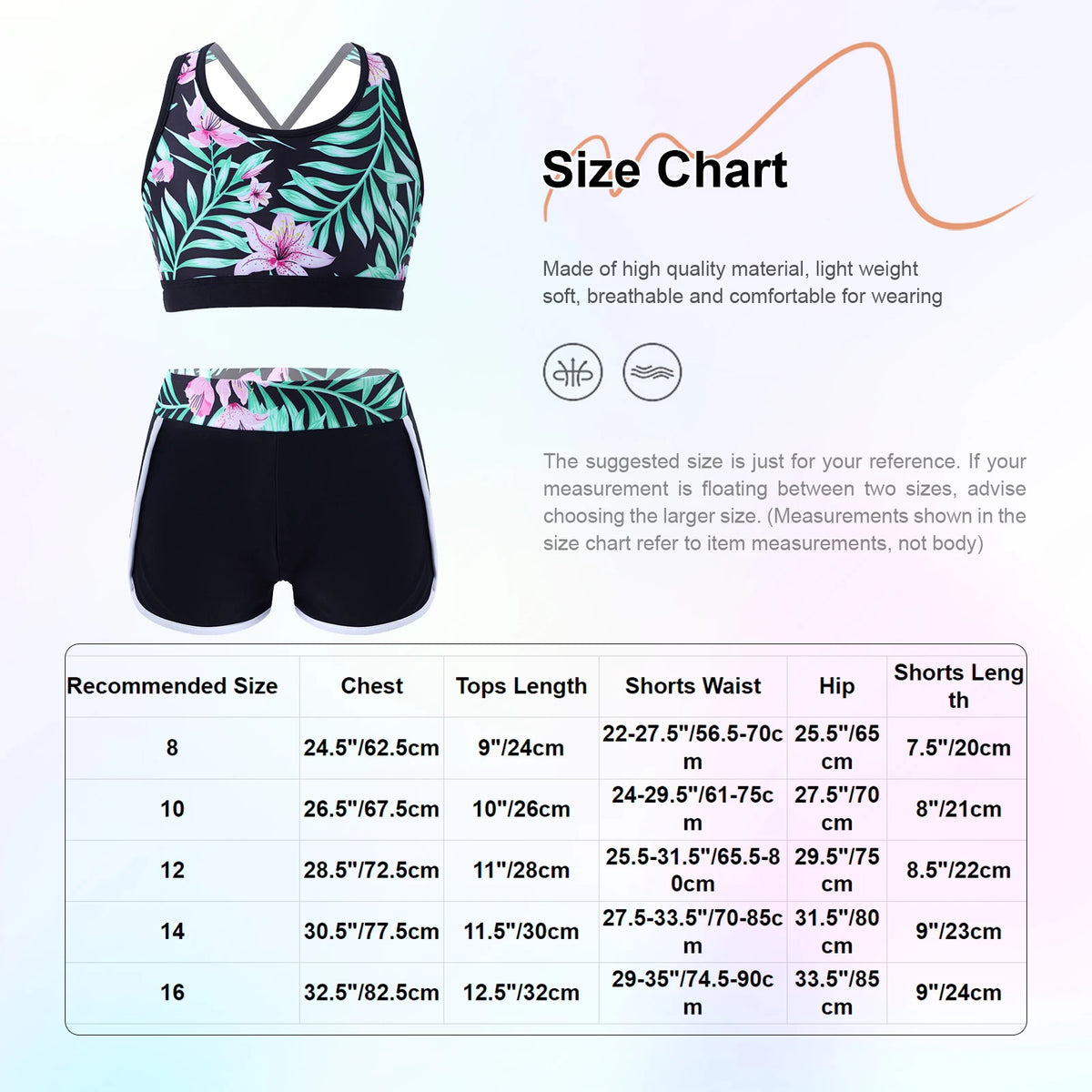 Girl'sSwimsuit Outfit Crop Top with Boyshorts Childrens Swimwear Kids Bathing Suit Swimming Set Beach Pool Printed Two Pieces