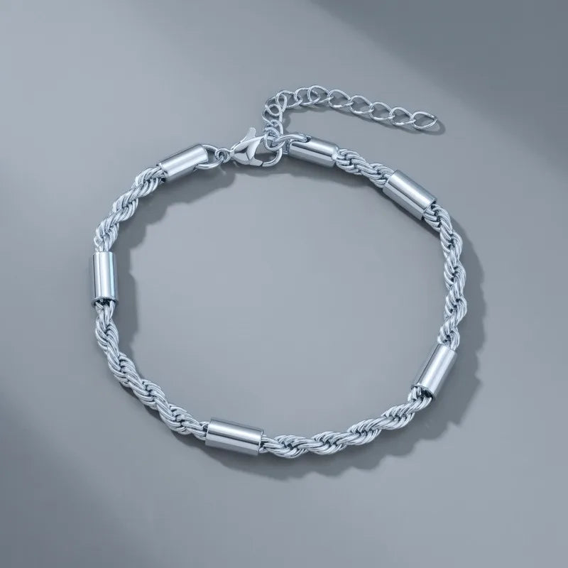 Jewelry Gift for Him Vnox Unisex Rope Chain Bracelets for Men Women Stainless Steel Twisted Links Chain Bracelet Simple Classic