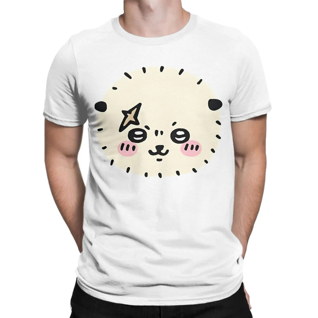 Funny Chiikawas Rakko T-Shirts Men Round Neck Cotton T Shirts  Short Sleeve Tees Unique Tops