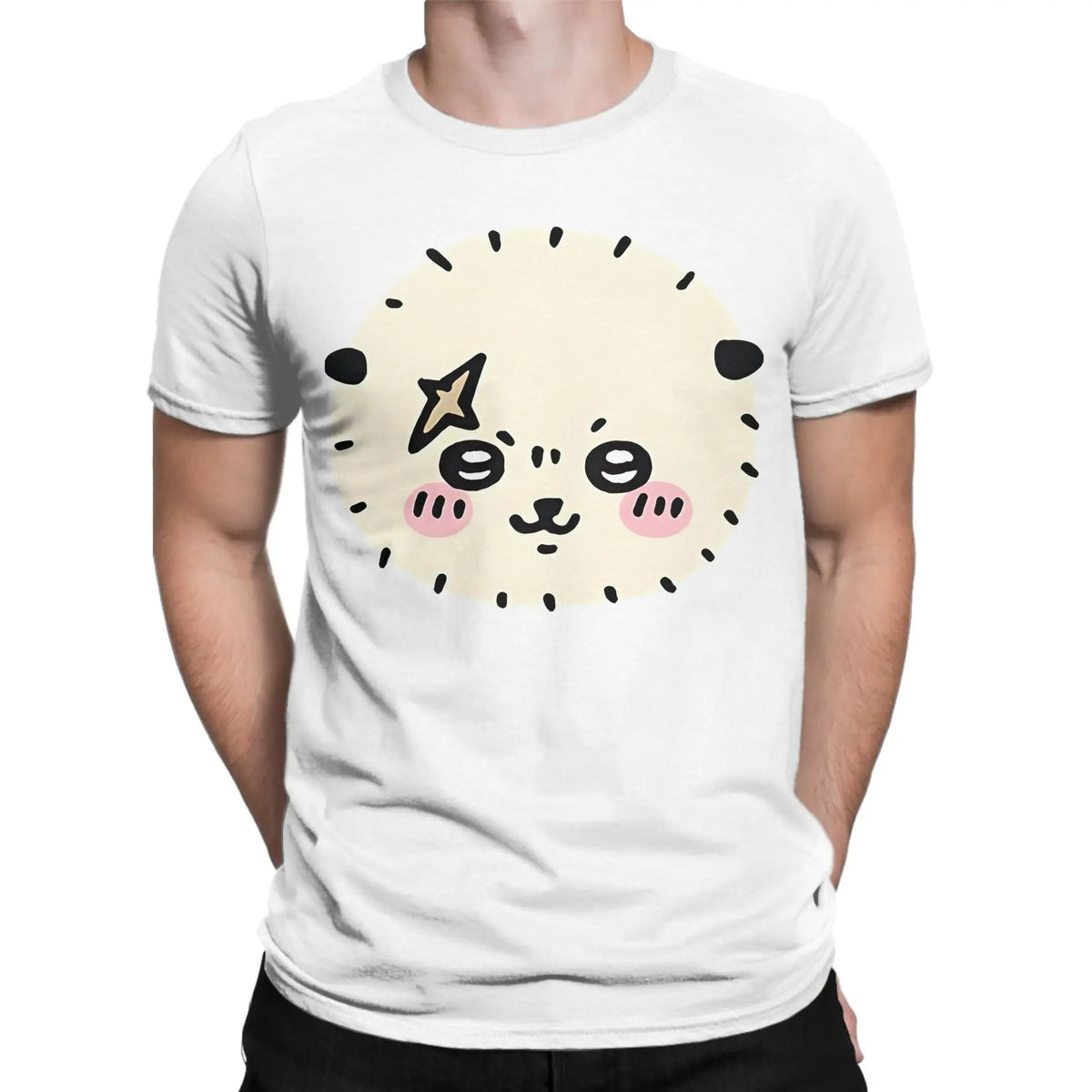 Funny Chiikawas Rakko T-Shirts Men Round Neck Cotton T Shirts  Short Sleeve Tees Unique Tops