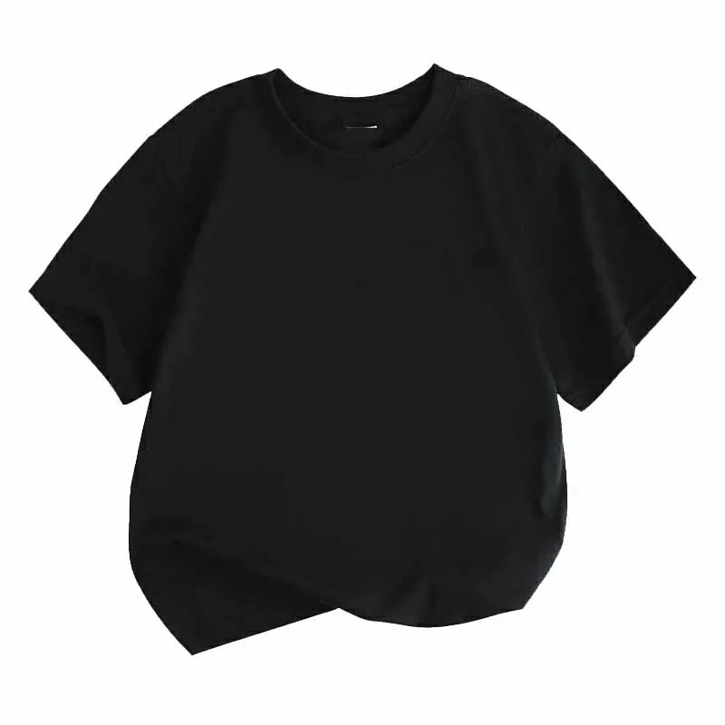 Children Solid Color Short Sleeve T-shirts for Boys Girls Summer Harajuku Minimalist Casual Fashion Tops Kids O-Neck Tees