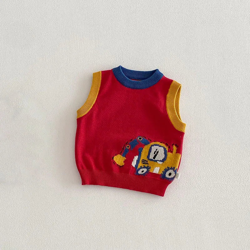 MILANCEL Spring Kids Shirts 9M-5T Cartoon Colorful Car Girls Blouse Engineering Vehicle Series Boys Clothes Children Pants