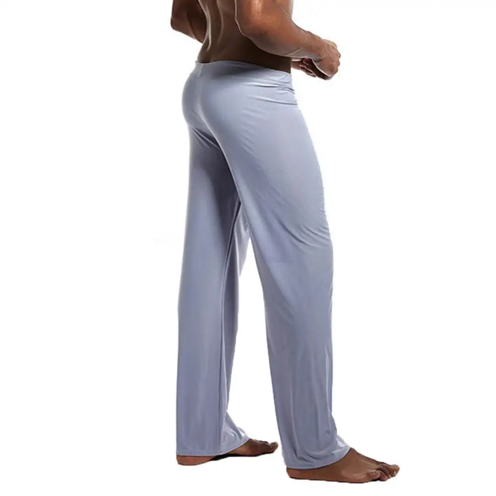 Running Yoga Trousers Men Casual Yoga Pants Solid Color Low-waisted Drawstring Loose Pants Sports Fitness Straight Trousers