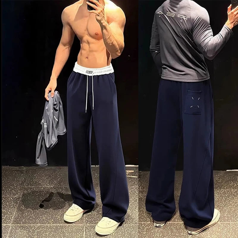 Color Block Men's Sweatpants Spring Autumn Jogging Trousers Fitness Loose Fit Gym Bottoms Solid Color Outfit Streetwear Pants
