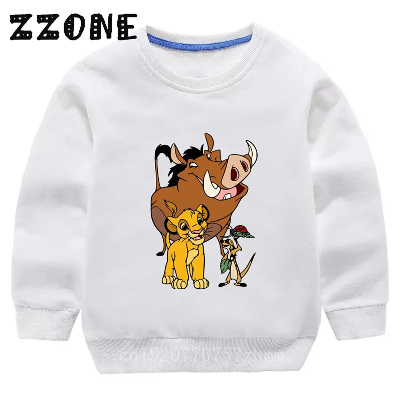 Kids Sweatshirts The Lion King Cute Simba Print Cartoon Children Hoodies Autumn Baby Pullover Outwear Tops Girls Boys Clothes